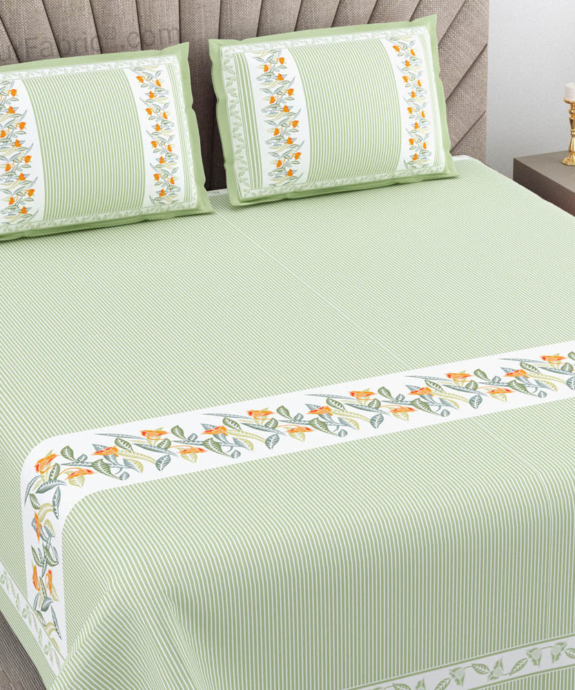Green Eco Friendly Pure Cotton King Size Double BedSheet