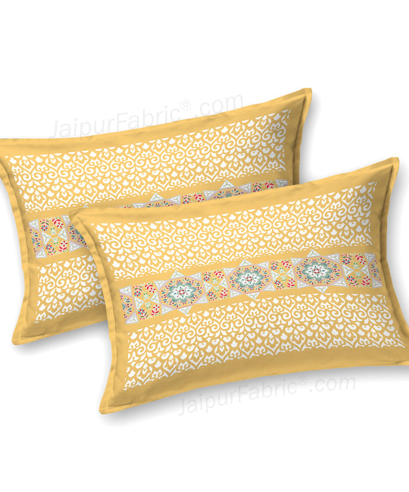 Yellow Ethnic Pure Cotton King Size Double BedSheet