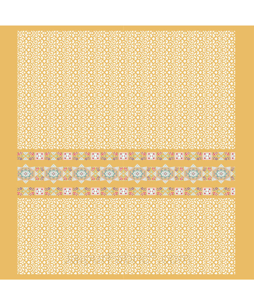 Yellow Ethnic Pure Cotton King Size Double BedSheet