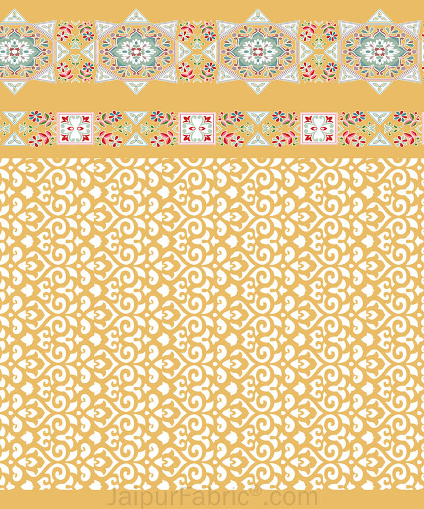 Yellow Ethnic Pure Cotton King Size Double BedSheet