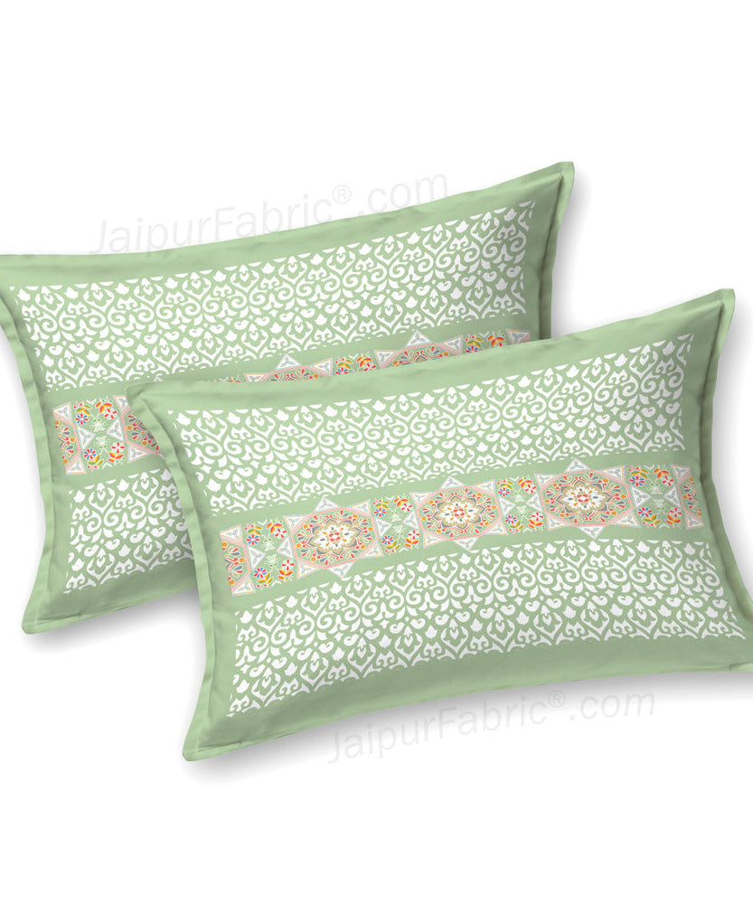 Green Ethnic Pure Cotton King Size Double BedSheet