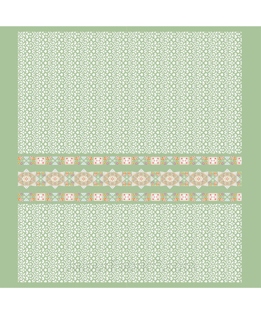Green Ethnic Pure Cotton King Size Double BedSheet