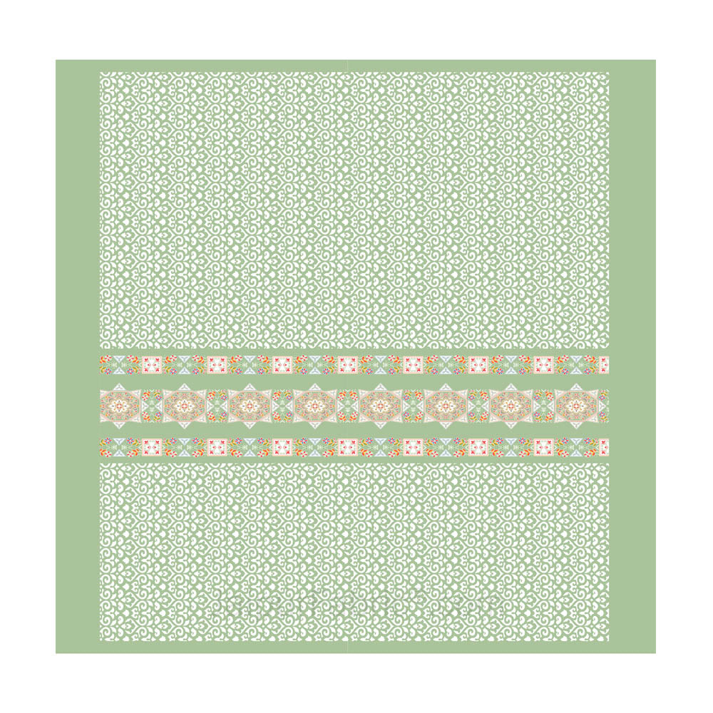 Green Ethnic Pure Cotton King Size Double BedSheet