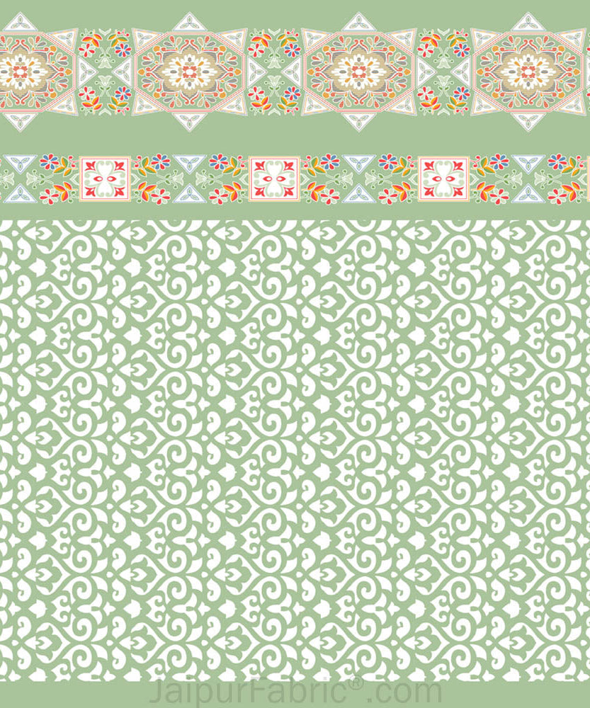 Green Ethnic Pure Cotton King Size Double BedSheet
