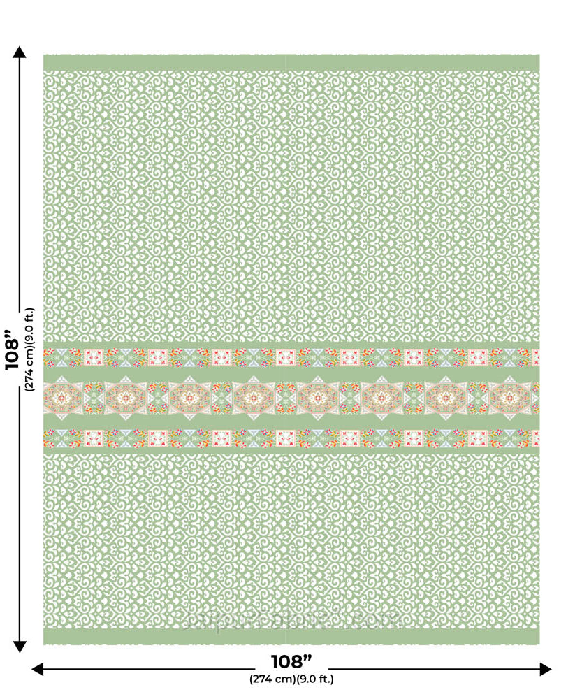 Green Ethnic Pure Cotton King Size Double BedSheet