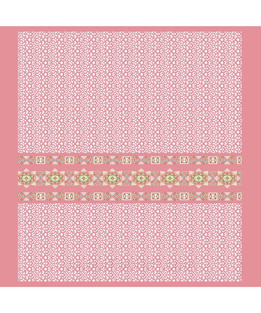 Pink Ethnic Pure Cotton King Size Double BedSheet