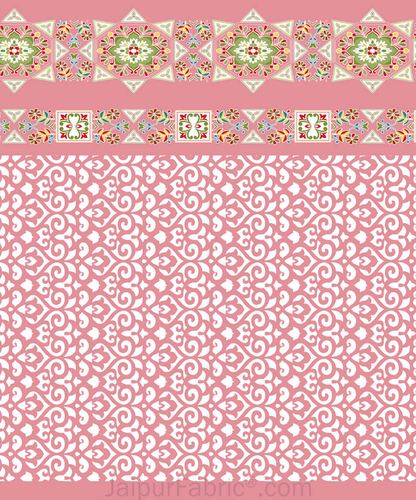 Pink Ethnic Pure Cotton King Size Double BedSheet
