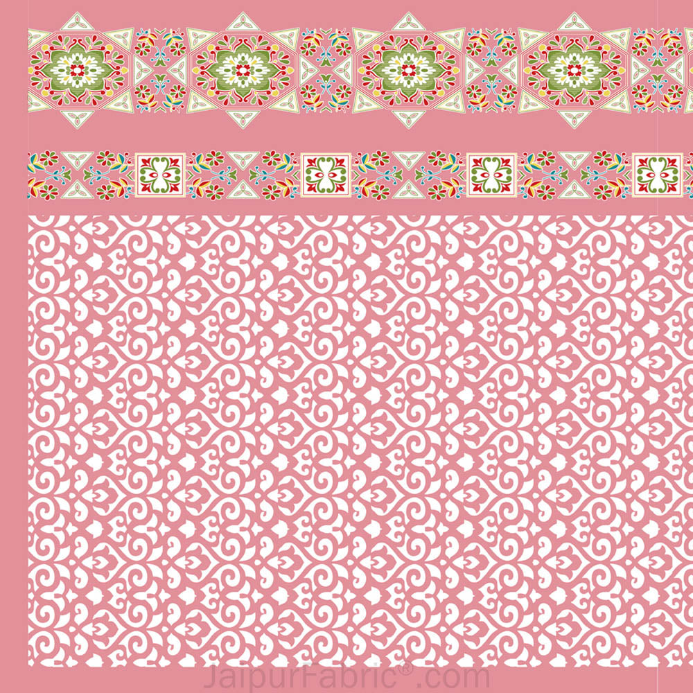 Pink Ethnic Pure Cotton King Size Double BedSheet
