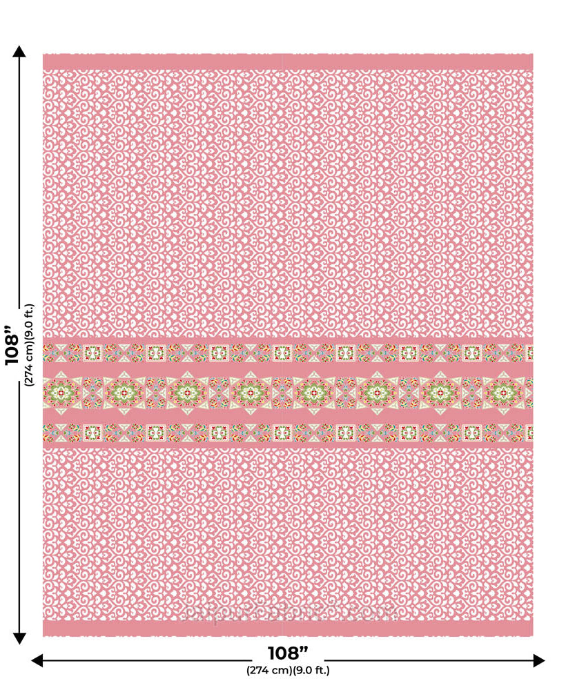 Pink Ethnic Pure Cotton King Size Double BedSheet