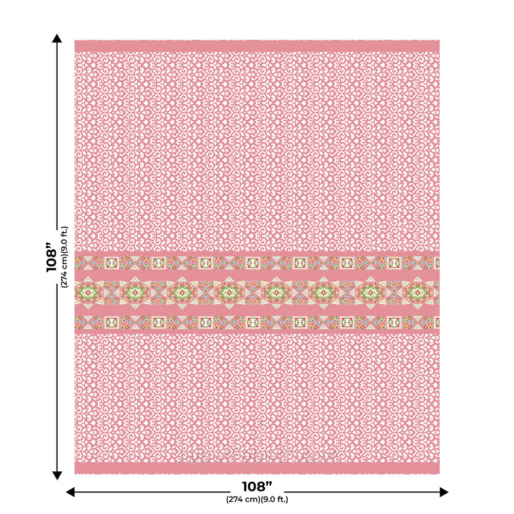 Pink Ethnic Pure Cotton King Size Double BedSheet