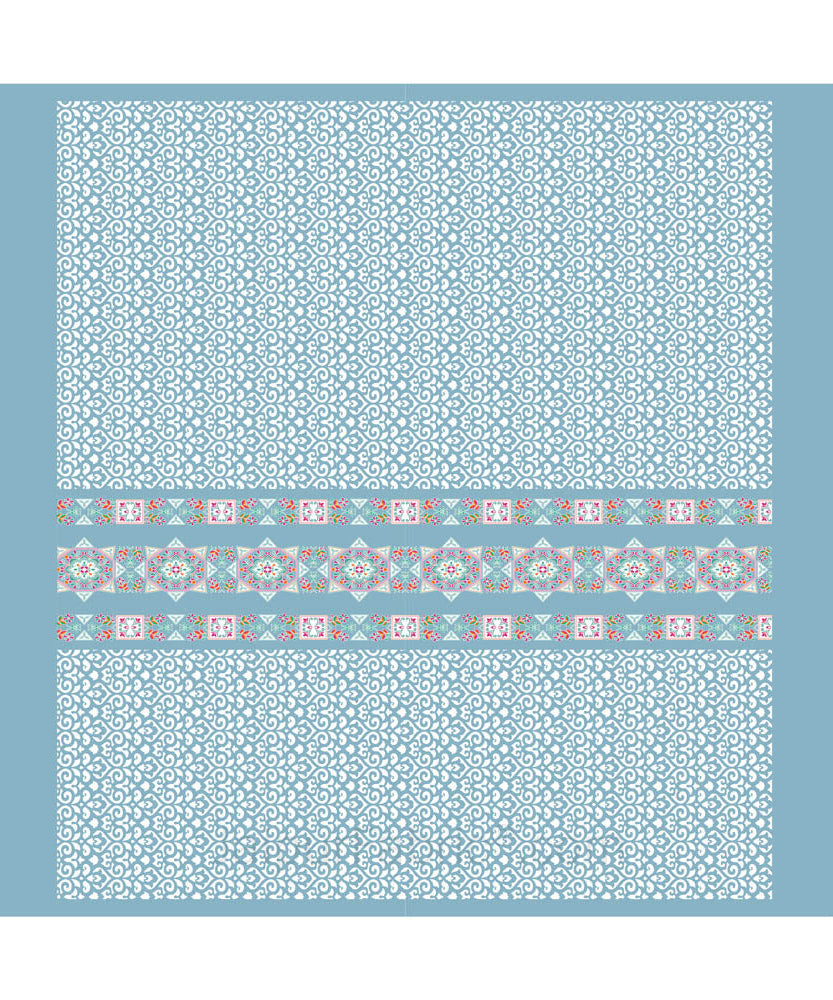 Blue Ethnic Pure Cotton King Size Double BedSheet