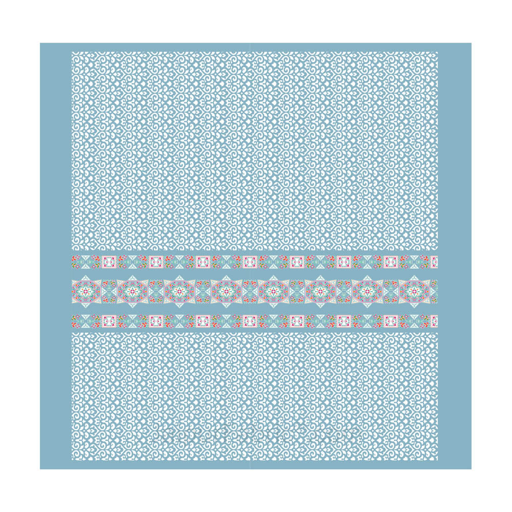 Blue Ethnic Pure Cotton King Size Double BedSheet