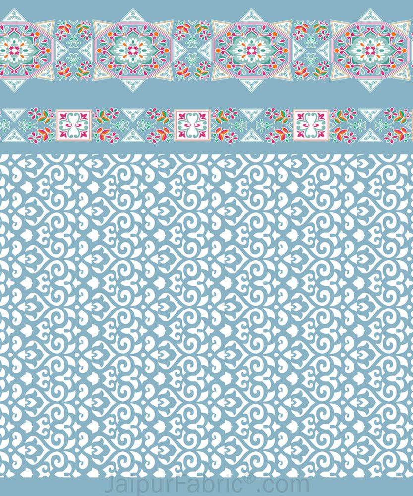 Blue Ethnic Pure Cotton King Size Double BedSheet