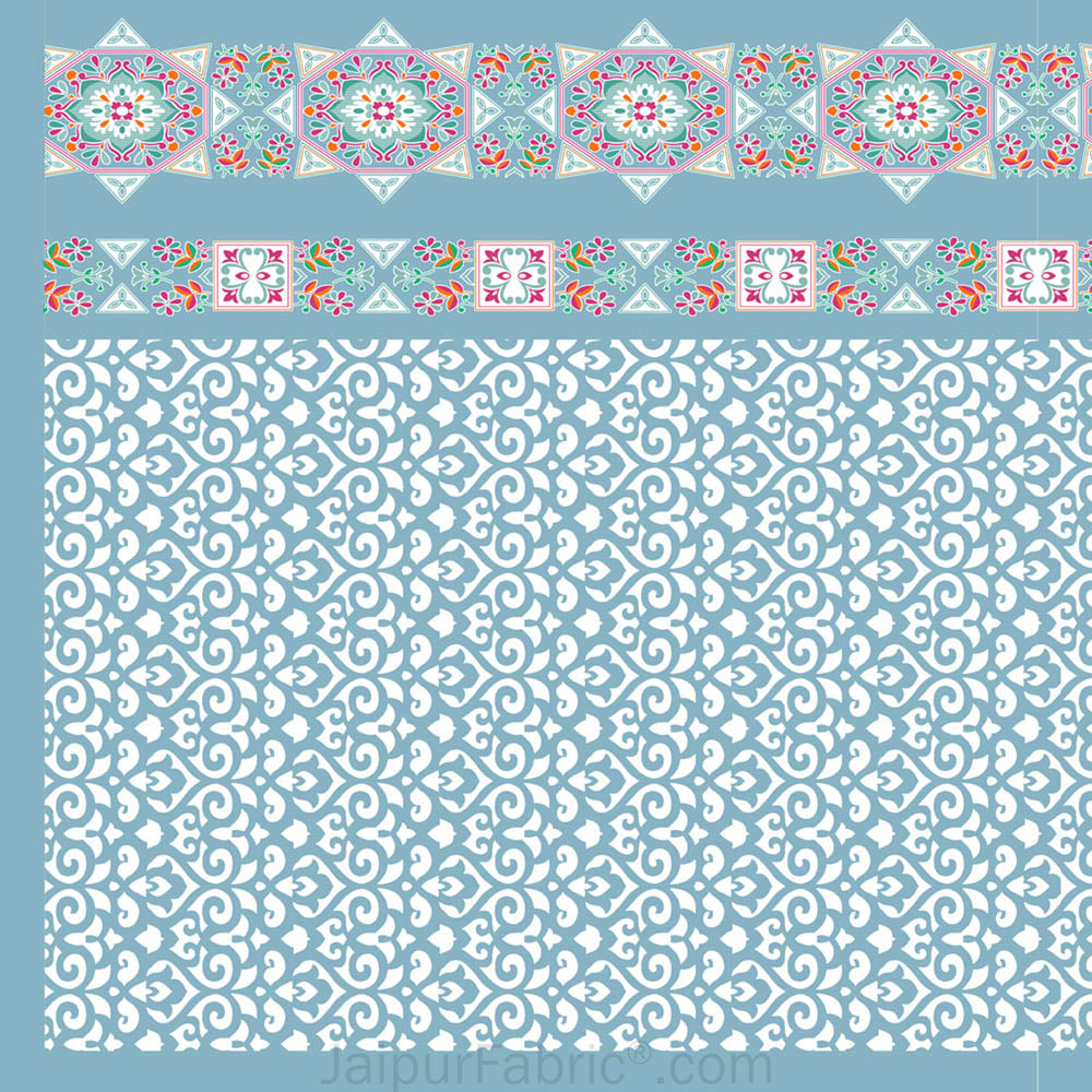 Blue Ethnic Pure Cotton King Size Double BedSheet