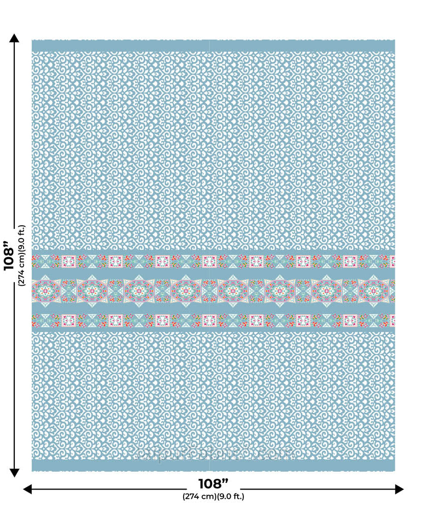 Blue Ethnic Pure Cotton King Size Double BedSheet