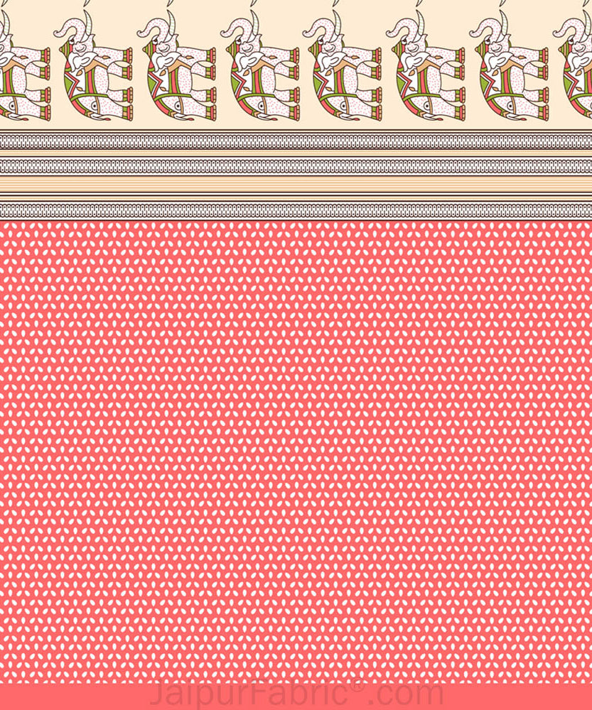 Yellowish Red Traditional Floral Pure Cotton King Size Double BedSheet