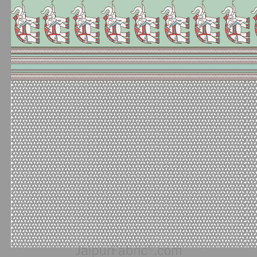 Blueish green Traditional Floral Pure Cotton King Size Double BedSheet