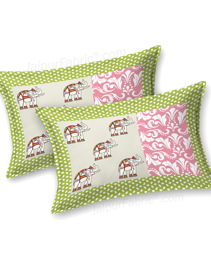 Pinkish Green Traditional Floral Pure Cotton King Size Double BedSheet