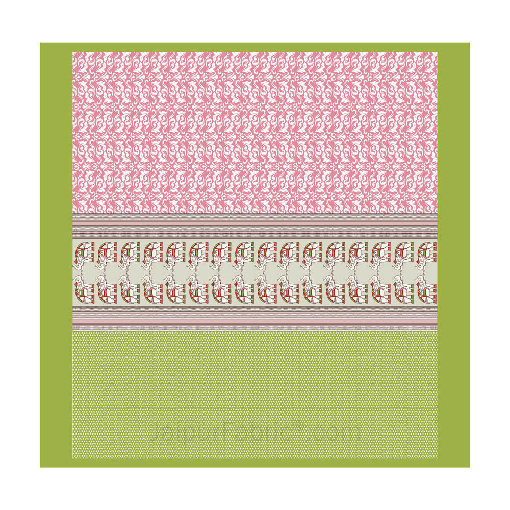 Pinkish Green Traditional Floral Pure Cotton King Size Double BedSheet