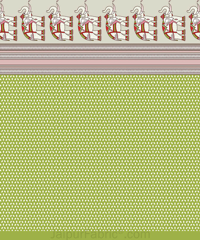 Pinkish Green Traditional Floral Pure Cotton King Size Double BedSheet