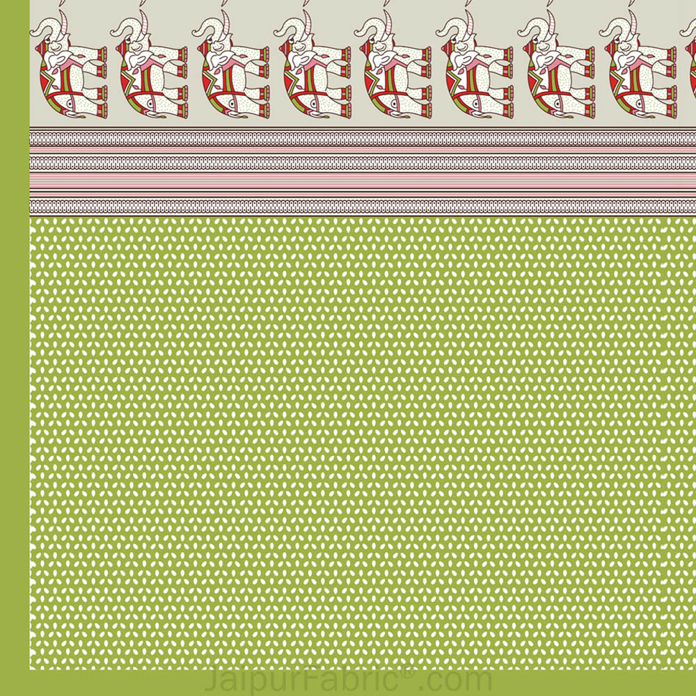 Pinkish Green Traditional Floral Pure Cotton King Size Double BedSheet