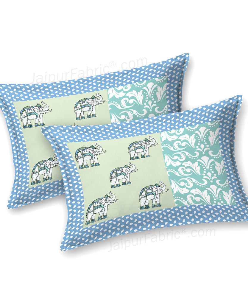 Sea Greenish Blue Traditional Floral Pure Cotton King Size Double BedSheet