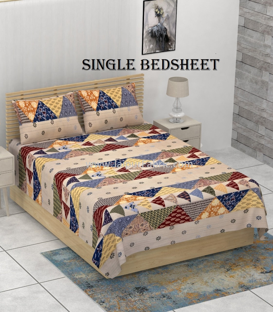 Beautiful Barmeri Bliss – 1 Double Bedsheet + 1 Single Bedsheet + 4 Pillow Covers