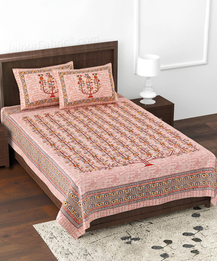 Marking Celebration Red Queen Size Cotton Bedsheet