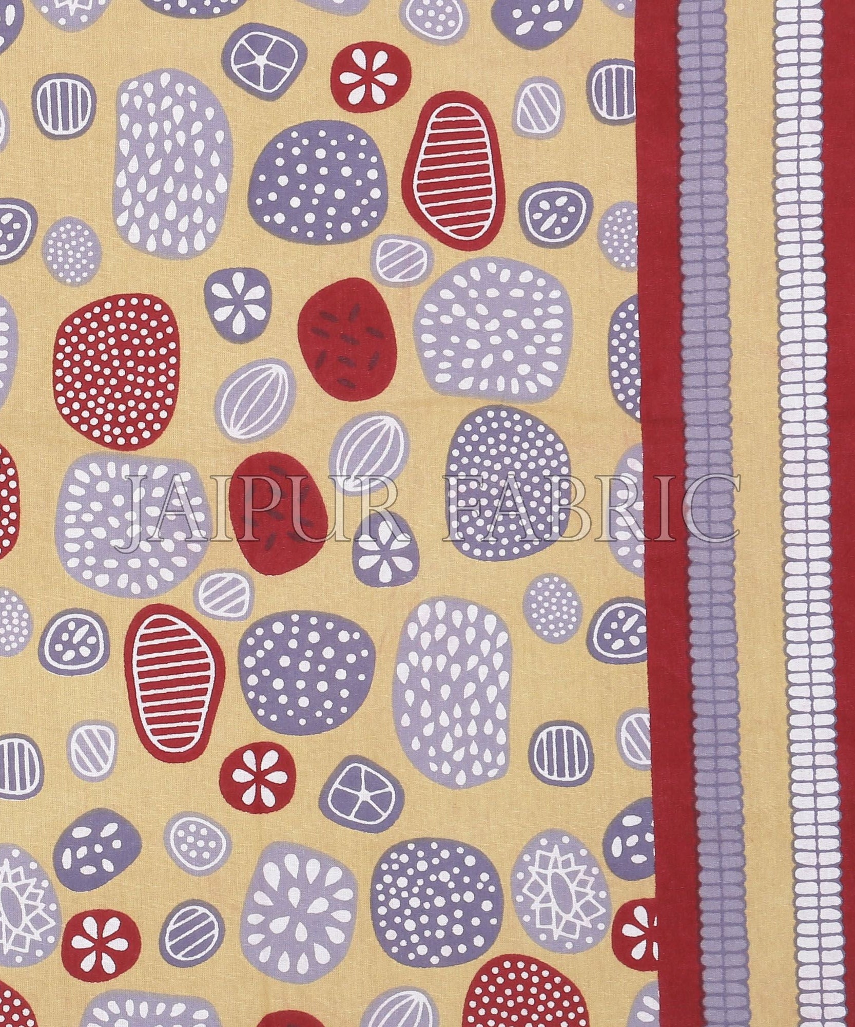 Peach Puff Border Peach Puff Base Stone Pattern Screen Print Cotton Double Bed Sheet