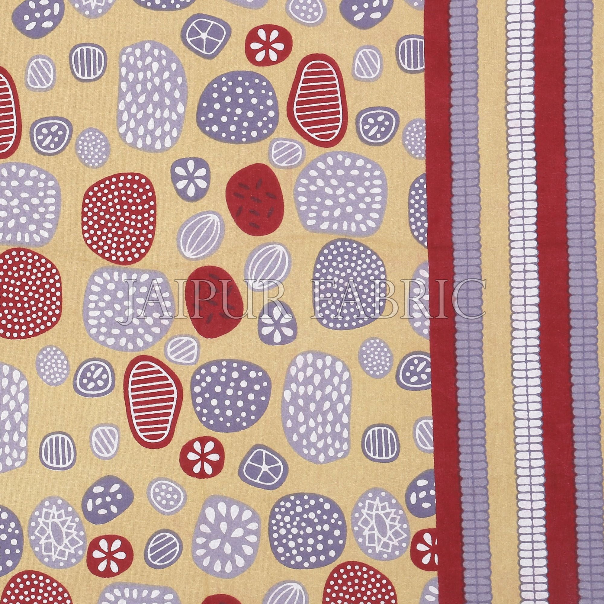 Peach Puff Border Peach Puff Base Stone Pattern Screen Print Cotton Double Bed Sheet