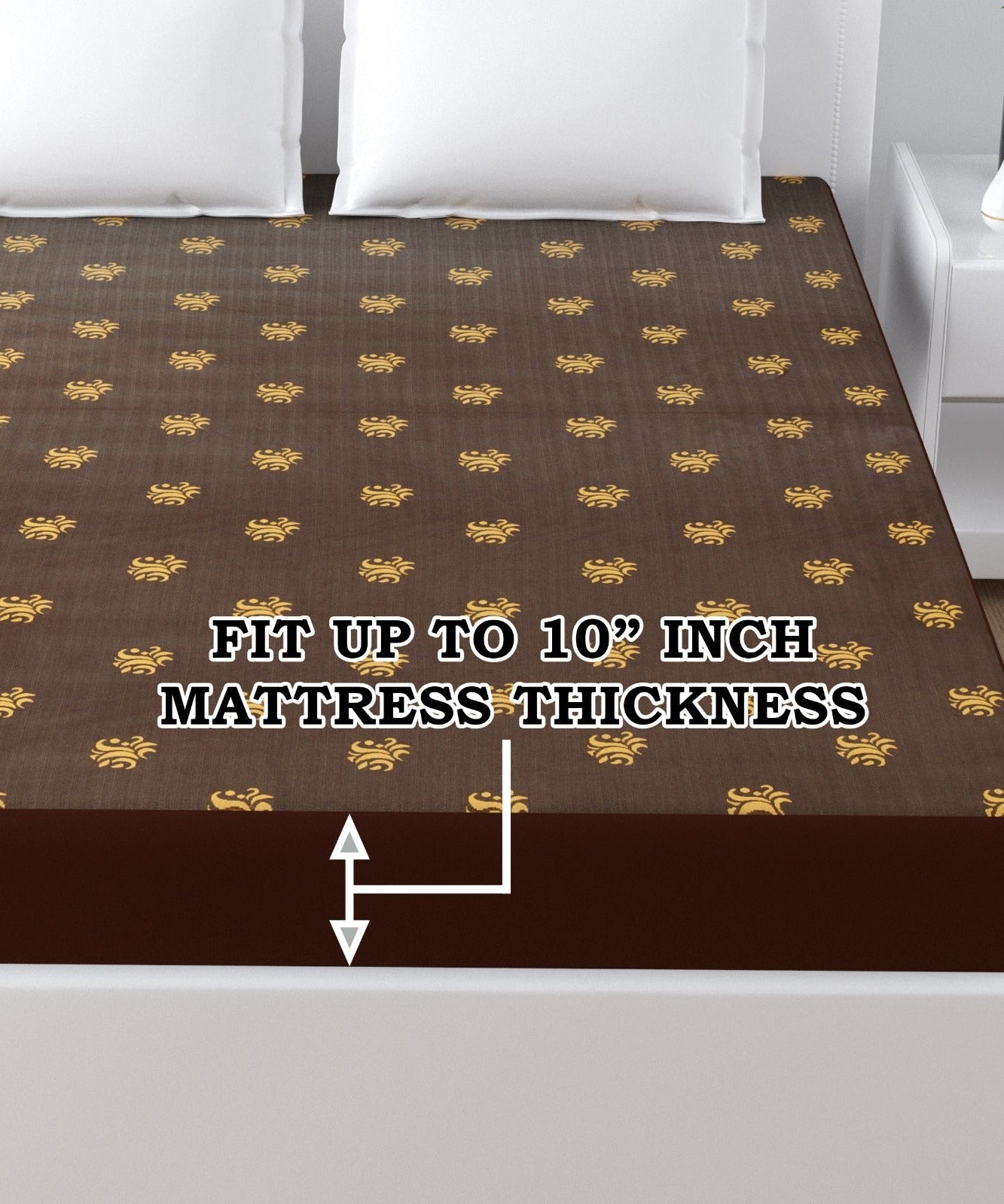 Brown Printed Water Proof Fitted Mattress Protector