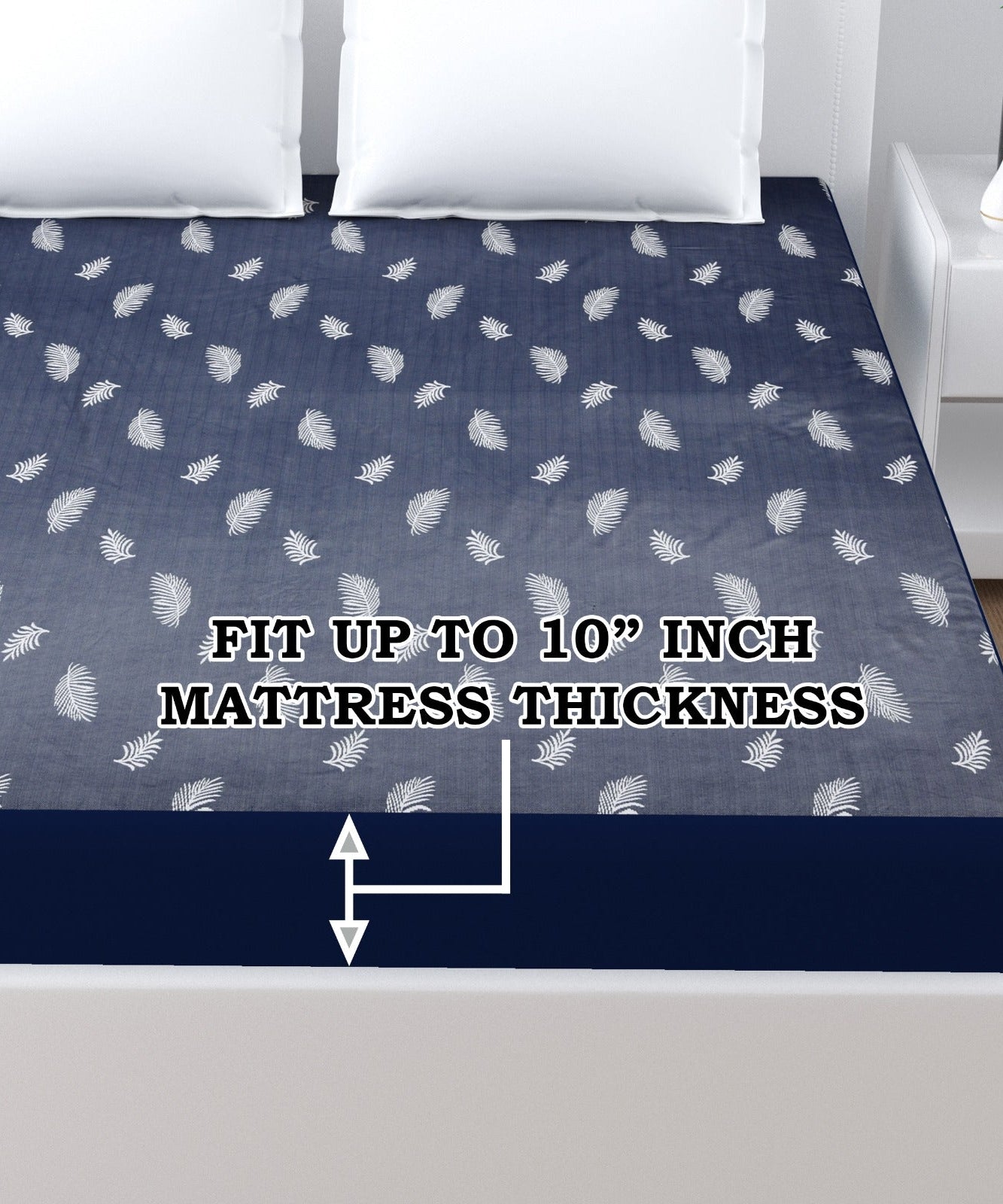 Blue Printed Water Proof Fitted Mattress Protector